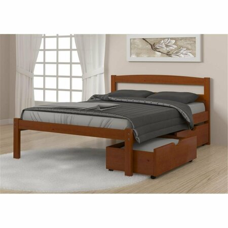 FIXTURESFIRST PD-575FE-505E Full Size Econo Bed with Dual Under Bed Drawers in Light Espresso FI2484090